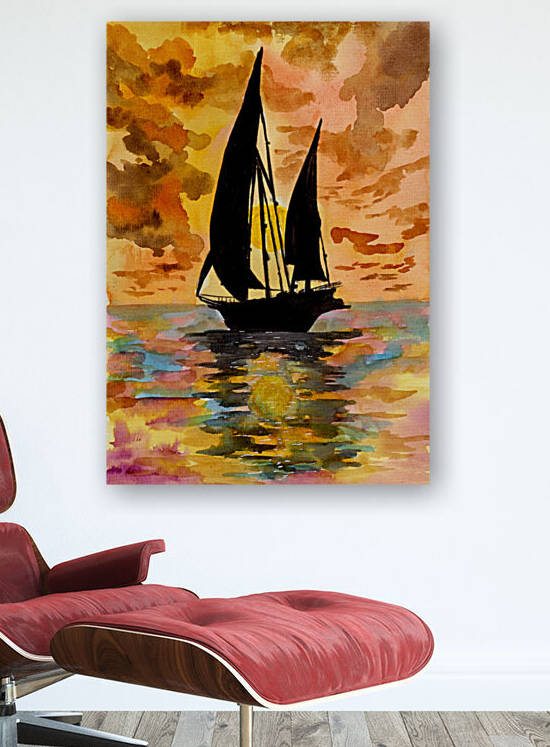 Sailing Boat and Ocean Sunset by Sebastian Grafmann