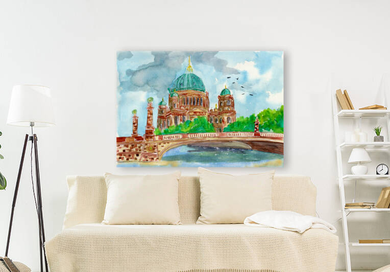 Berlin cathedral watercolor by Sebastian Grafmann