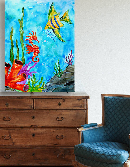 Seahorse and Fish by Sebastian Grafmann