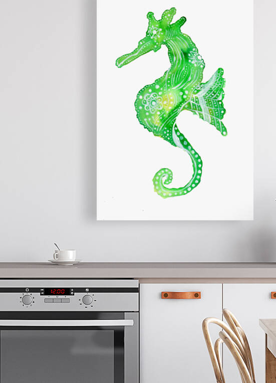 Green Tribal Seahorse by Sebastian Grafmann