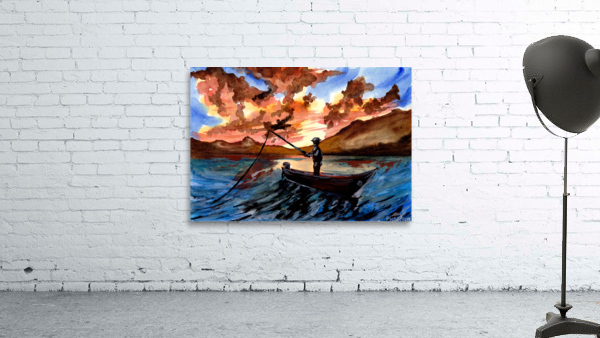 Fishing at Sunset Wall Preview