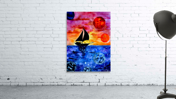 Space Sailing Boat Wall Preview