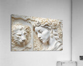 Woman with Lion decorative 3d relief sculpture  wall art print by Nazan Saatci Art Acrylic Print