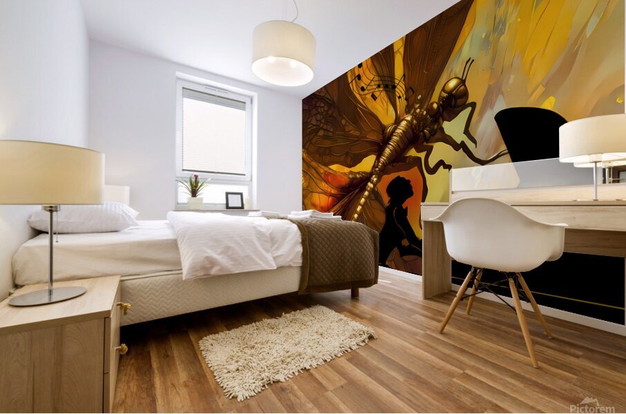 Embrace Your Fairy Muse quote  Piano Music Dragonfly Wall Art by Nazan Saatci Art Impression murale