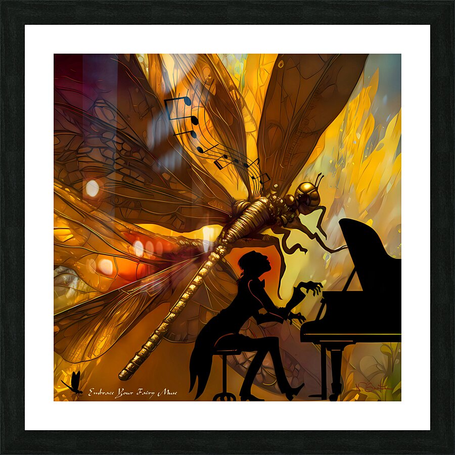 Embrace Your Fairy Muse quote  Piano Music Dragonfly Wall Art by Nazan Saatci Art Impression et Cadre photo