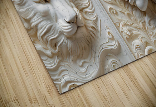 Woman with Lion decorative 3d relief sculpture  wall art print by Nazan Saatci Art Nazan Saatci puzzle