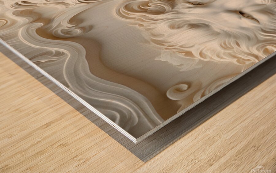 Woman with Lion decorative 3d relief sculpture  wall art print by Nazan Saatci Art Wood print