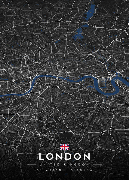 London City Map Metal Print | Architectural Grid Series Digital Download