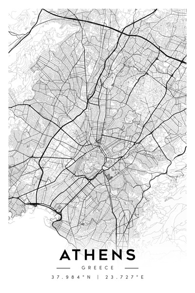 Athens Minimalist Map Art Print Digital Download