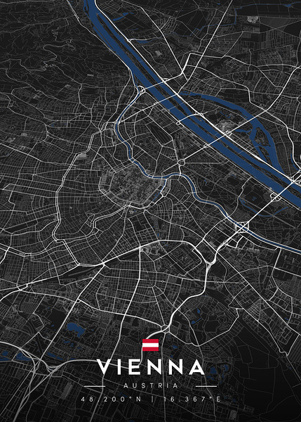 Vienna Austria City Map Metal Prints Digital Download