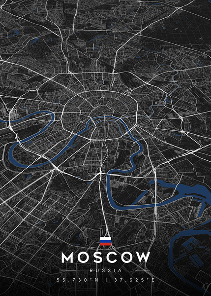 Moscow Russia City Map Art Digital Download