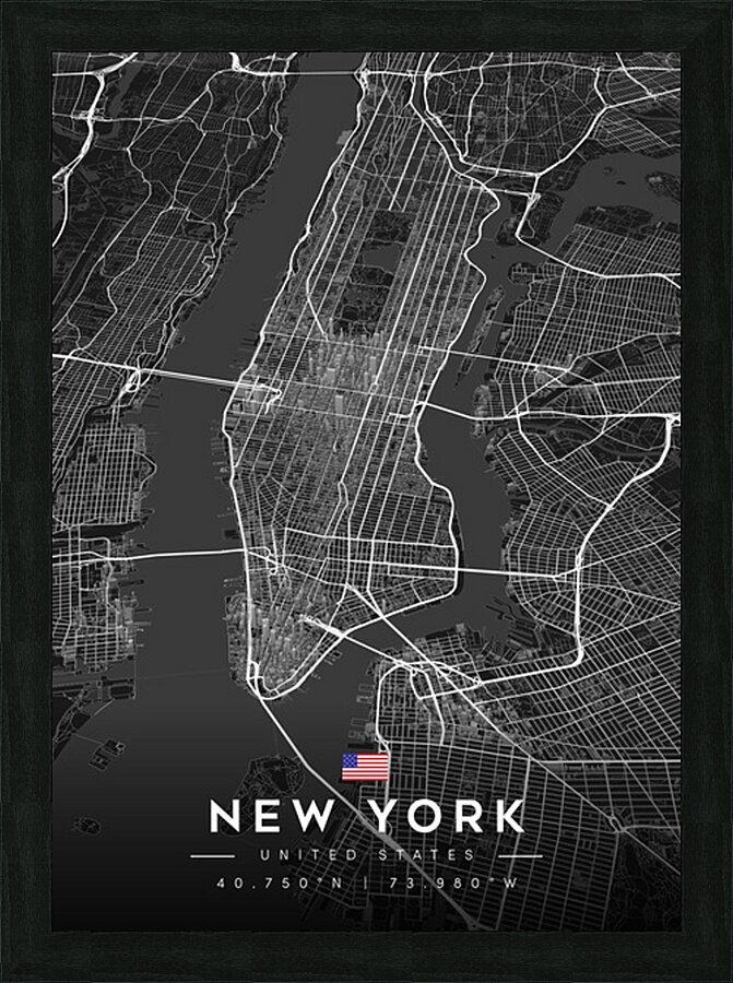 New York City Map Metal Prints Picture Frame Printing