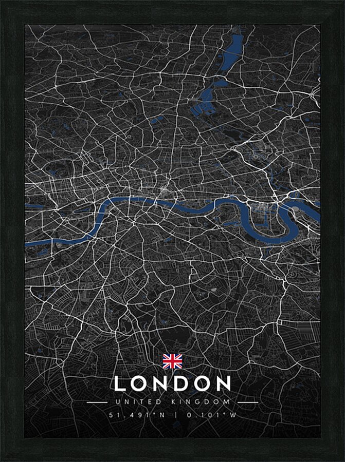 London City Map Metal Print | Architectural Grid Series Picture Frame Printing