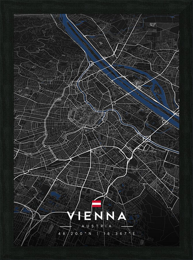 Vienna Austria City Map Metal Prints Picture Frame Printing
