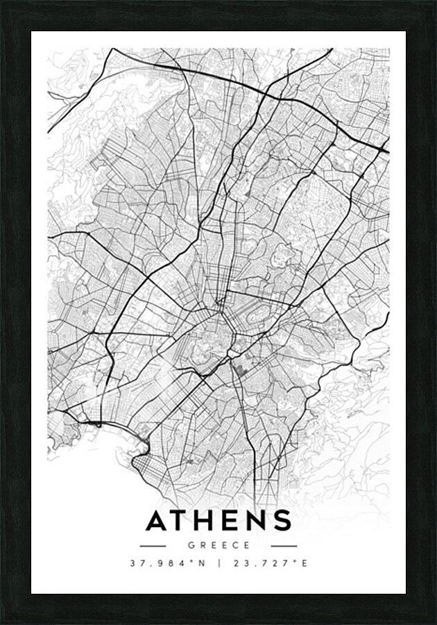 Athens Minimalist Map Art Print Picture Frame Printing