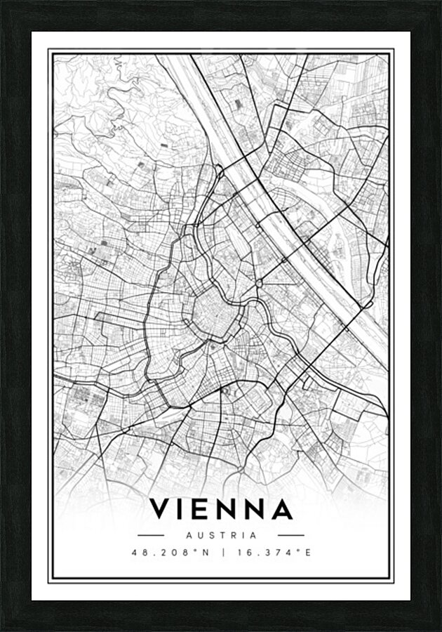 Vienna Austria Minimalist Map Art Print Picture Frame Printing