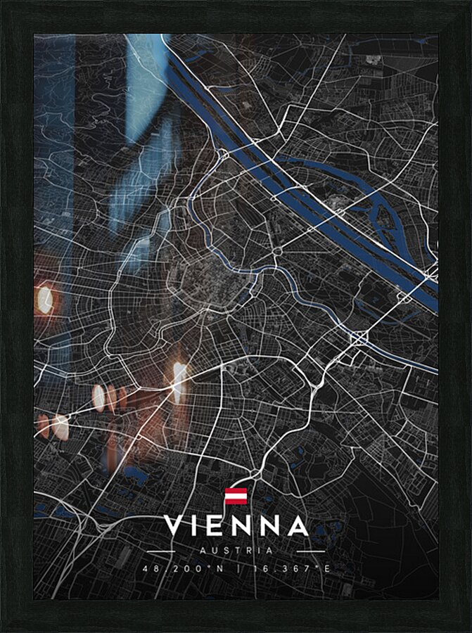 Vienna | Dark Edition City Map Art Picture Frame Printing