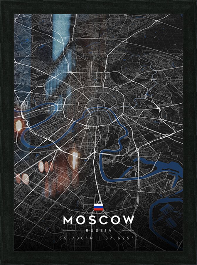 Moscow Russia City Map Art Picture Frame Printing