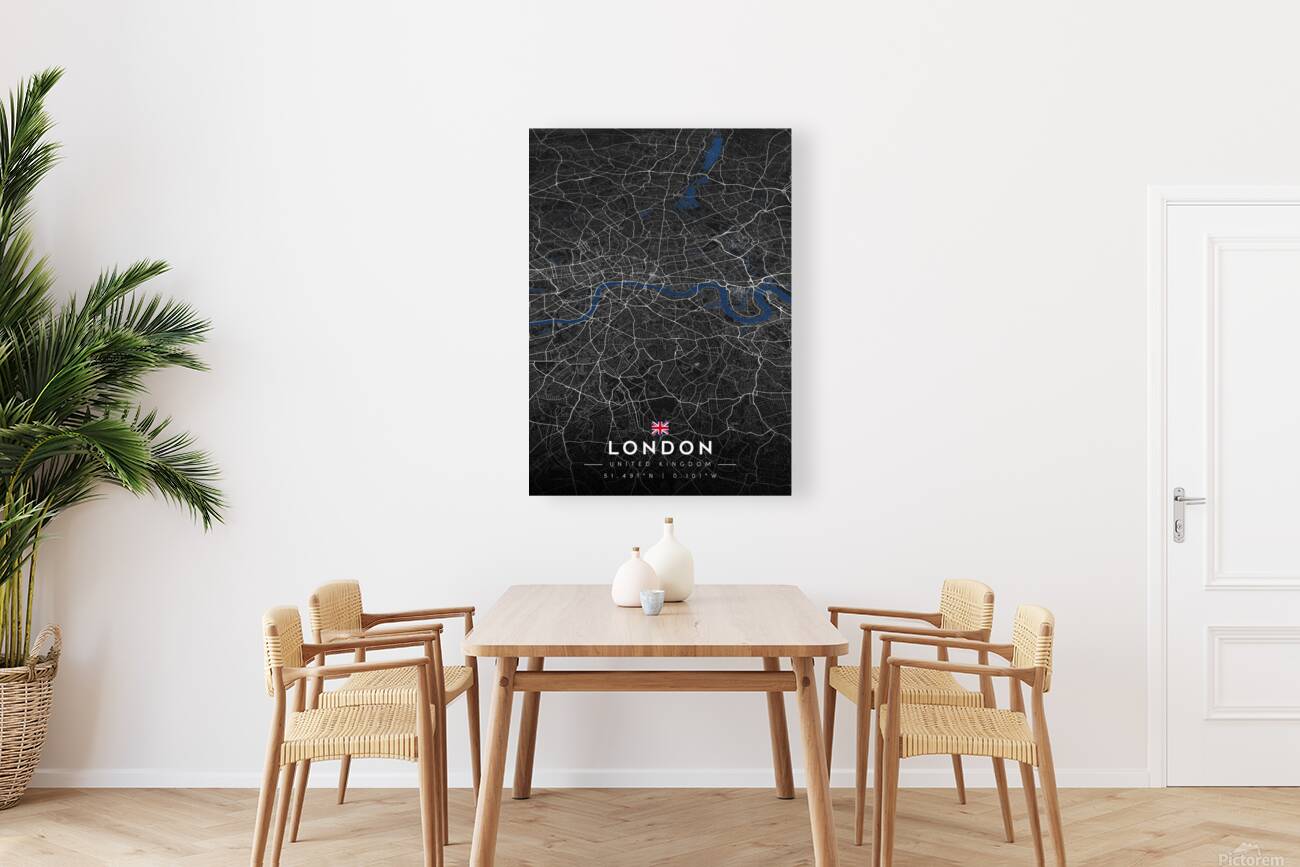London City Map Metal Print | Architectural Grid Series Reproduction
