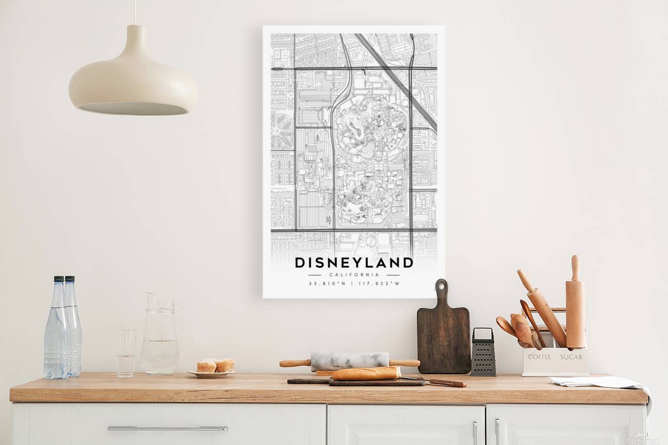 Disneyland California Minimalist Map Print  Reproduction
