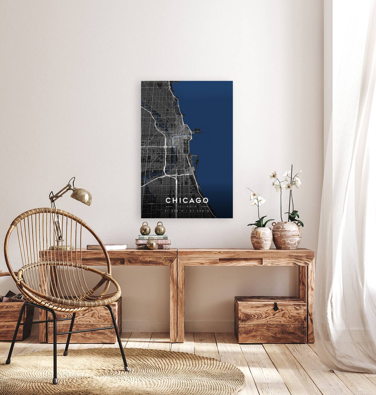 Chicago Minimalist City Map | Dark Edition  Reproduction