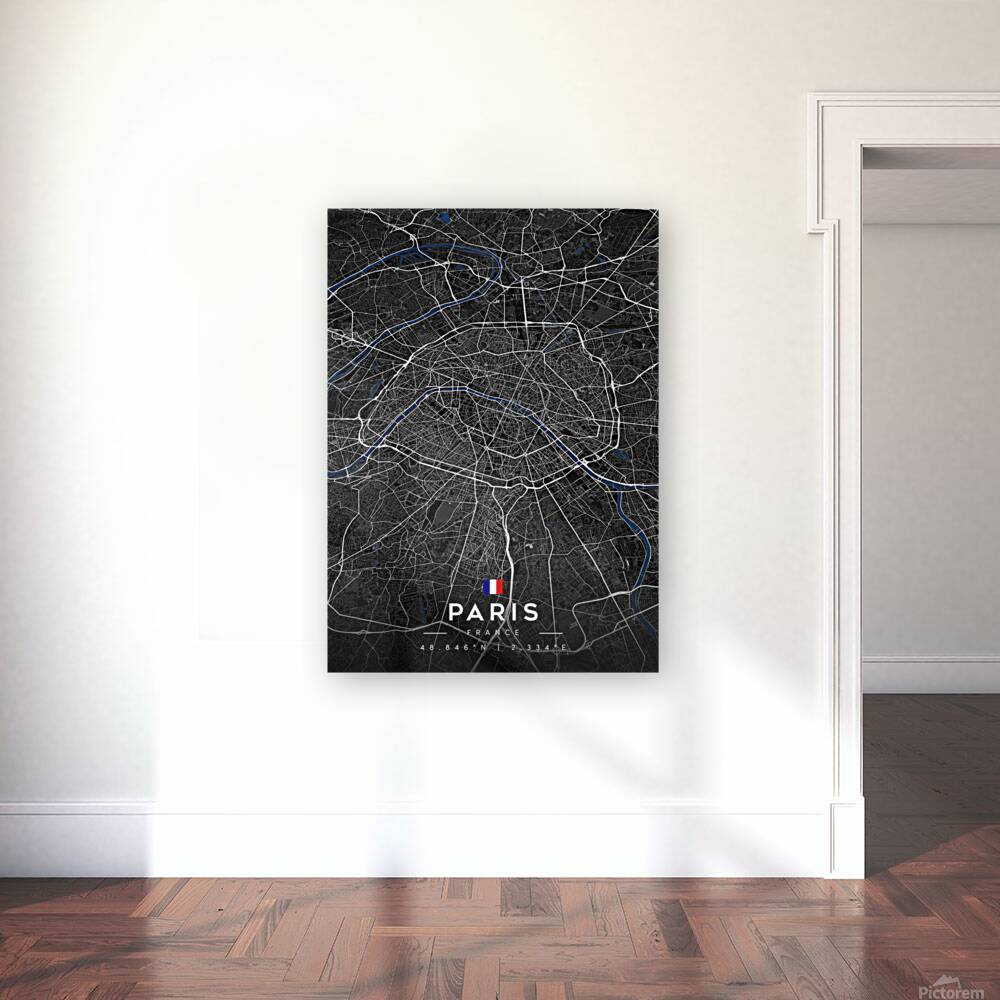 Paris Dark Edition | City Map Art Print Reproduction