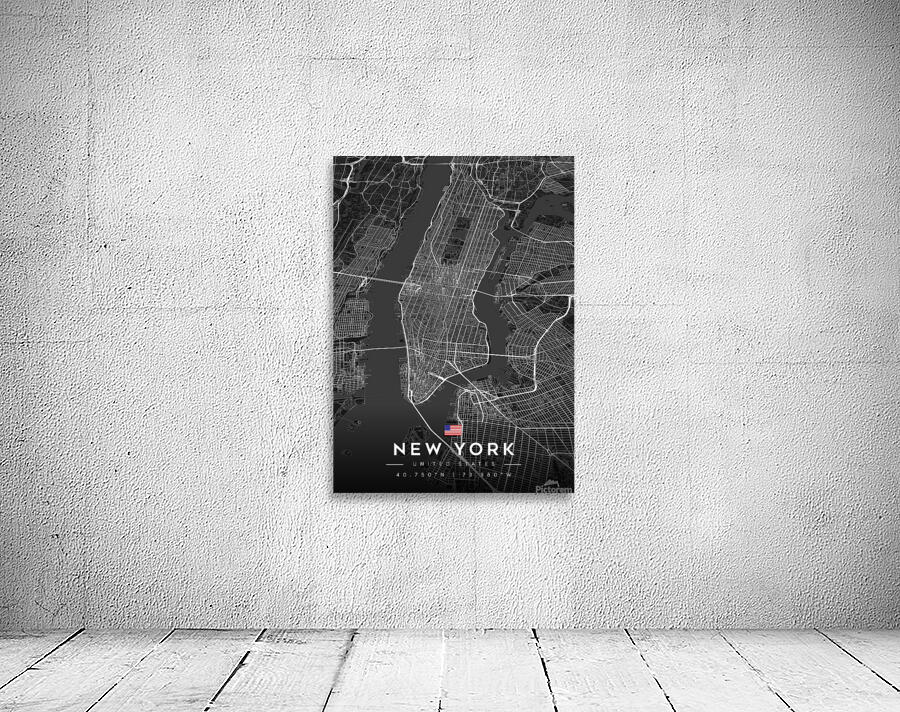 New York City Map Metal Prints Wall Preview