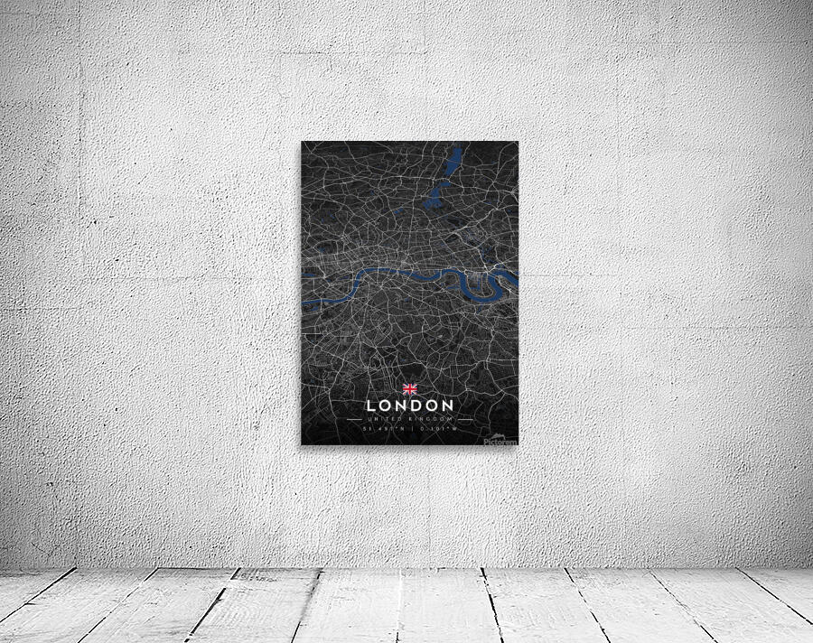 London City Map Metal Print | Architectural Grid Series Wall Preview