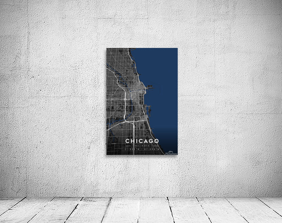 Chicago Minimalist City Map | Dark Edition  Wall Preview