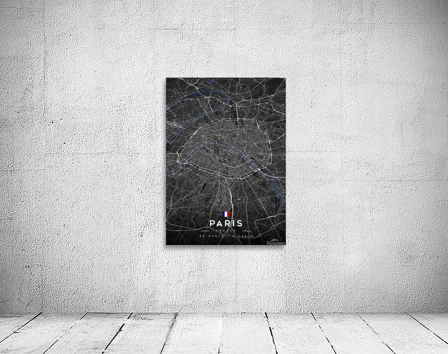 Paris Dark Edition | City Map Art Print Wall Preview