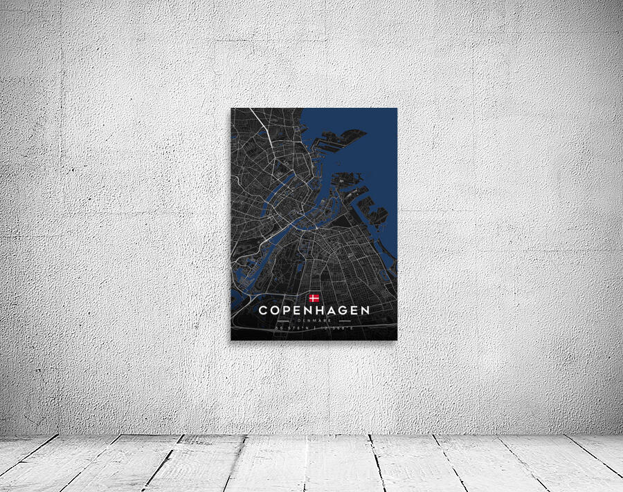 Copenhagen | Dark Edition City Map Art Wall Preview