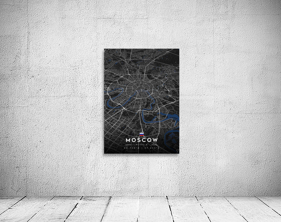 Moscow Russia City Map Art Wall Preview