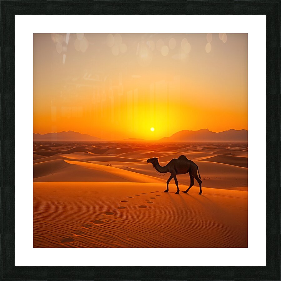  Camel walking on the sand Picture Frame print