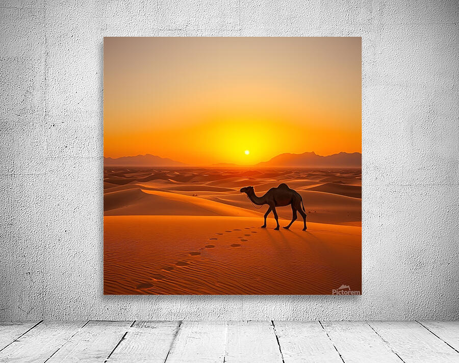  Camel walking on the sand Wall Preview