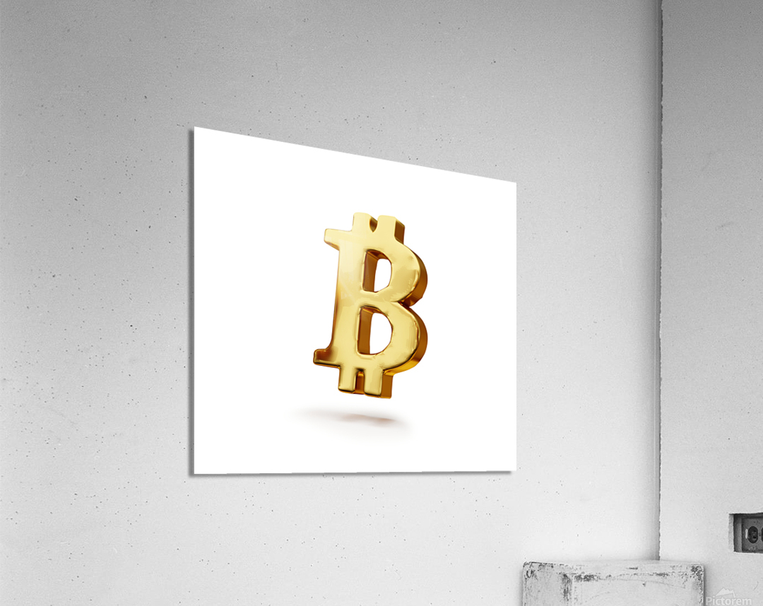 Bitcoin symbol golden metallic 3d-illustration by wetzkaz Wall Art