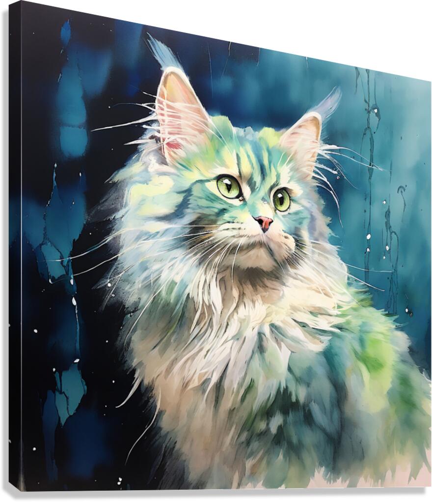 Cat on green environment Canvas Print