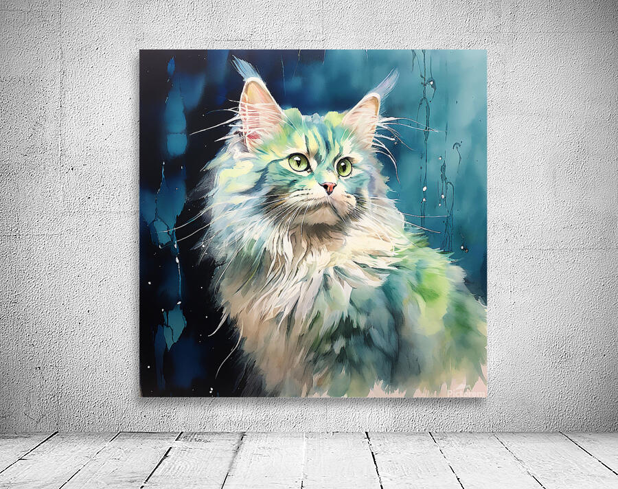Cat on green environment Wall Preview