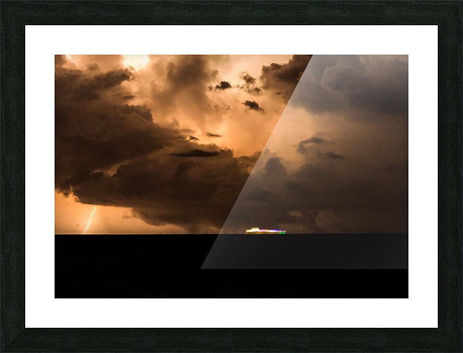 Cruise Ship & Lightning Picture Frame print