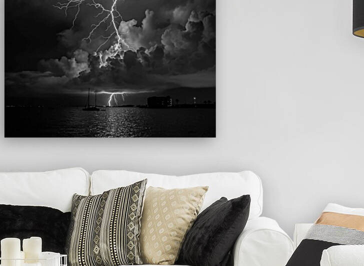 Huge Bolt Over River B&W by Rich Eginton