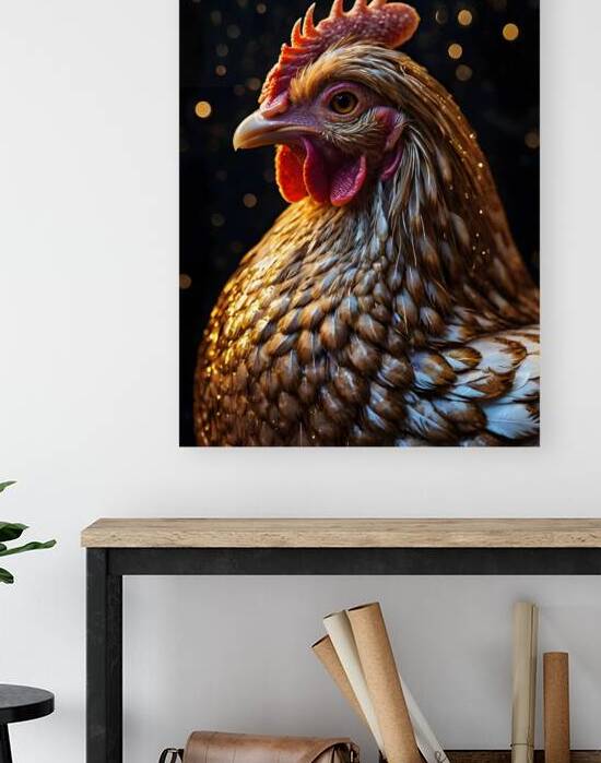 Golden Chicken Portrait by GalleryDecor