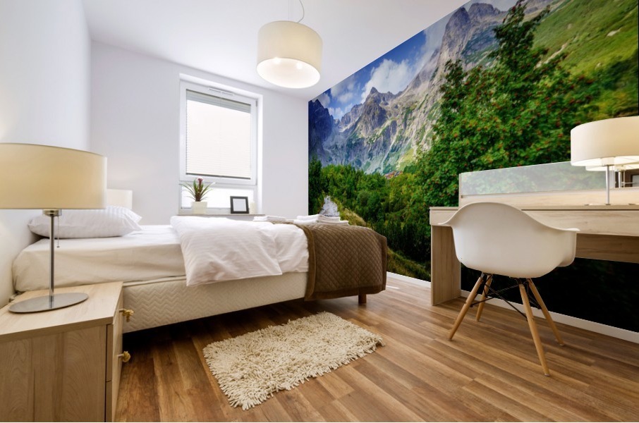 Mountain cottage at the Zelene pleso Mural print