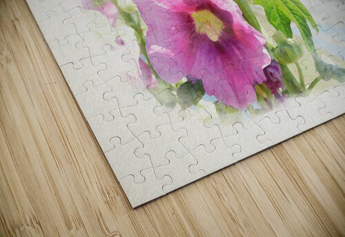 hollyhock with saltminning in watercolor Youri Mahieu puzzle