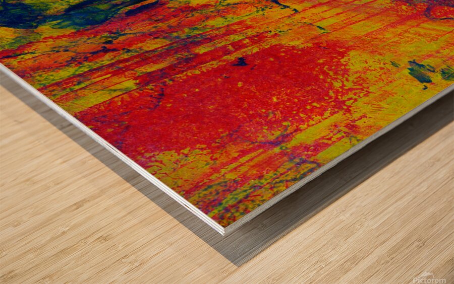 Vibrant Abstract Art with Bold Red and Yellow Pattern Wood print
