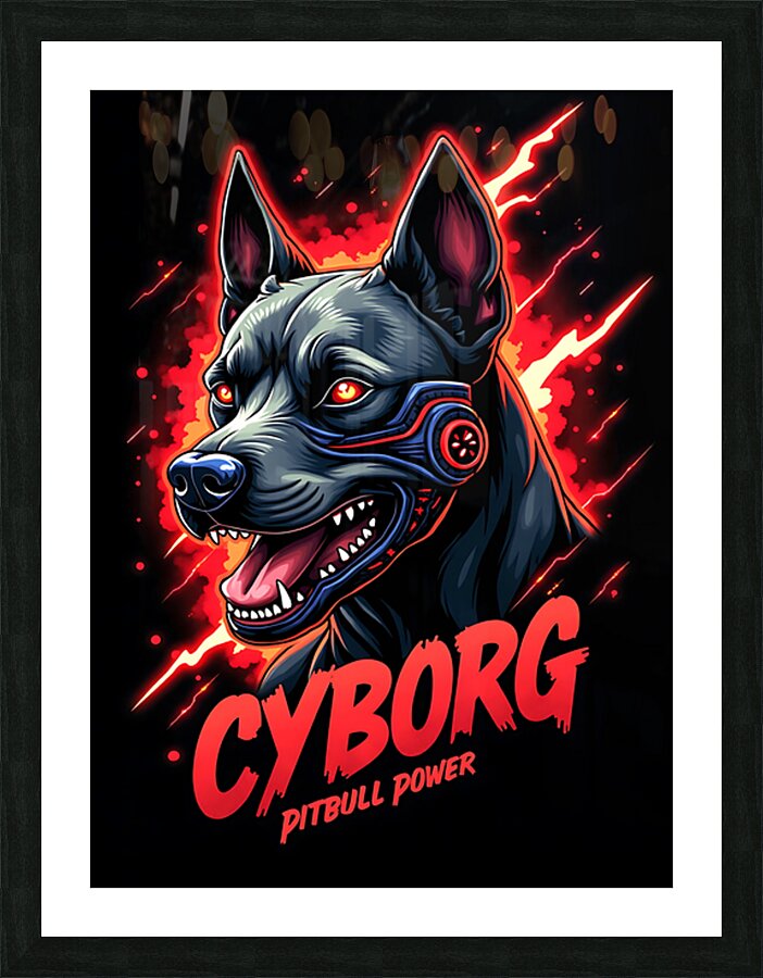 CYBORG PITBULL POWER Picture Frame print