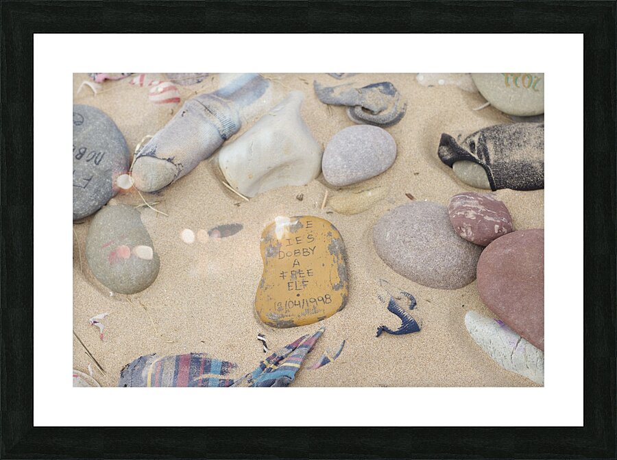 Dobby Harry potter stones left at grave Picture Frame print