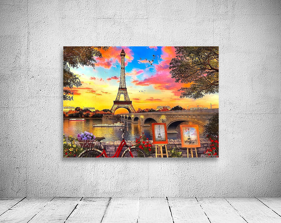 Eiffel Tower painting Paris sunset summer flower Wall Preview