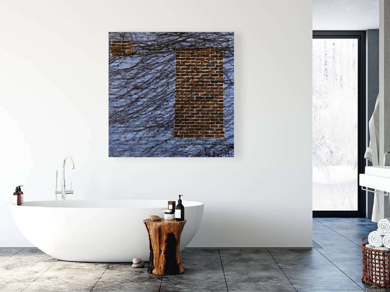 Brick & Blue Wall Conneticut Reproduction