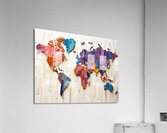 QMP 1002 – Wood Block World Continents Acrylic Print