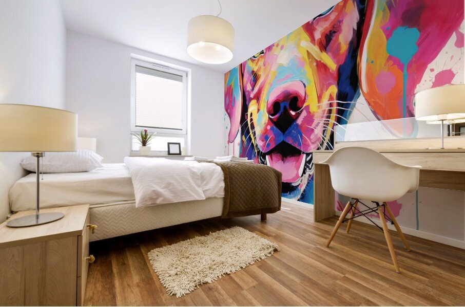 QAN 1062 – Bold Painted Lab Colorful Happy Dog. Mural print