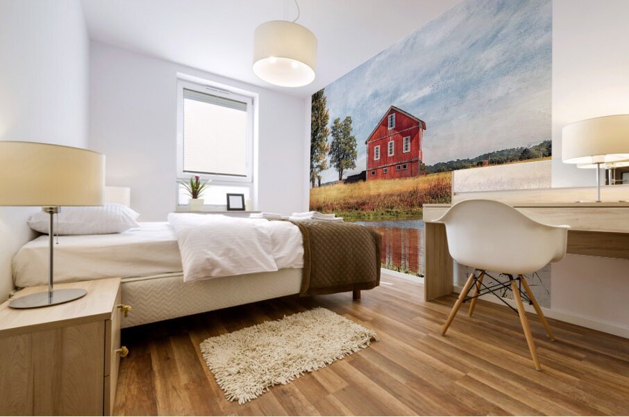 QMF 009 – Red Barn Beside Tree Beach City OH Un Mural print